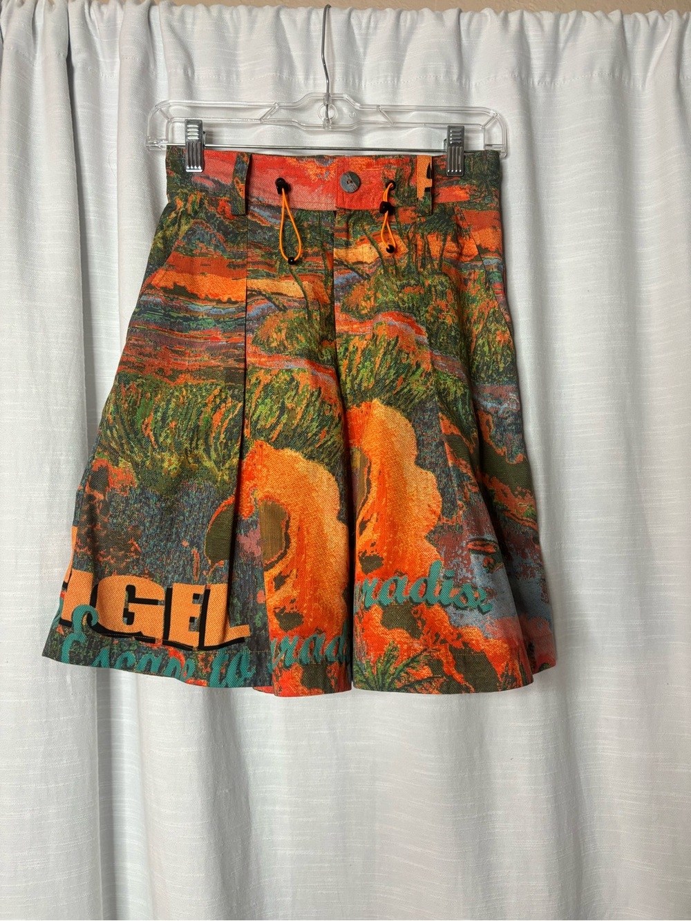Angel Chen Orange Print Pleated Shorts